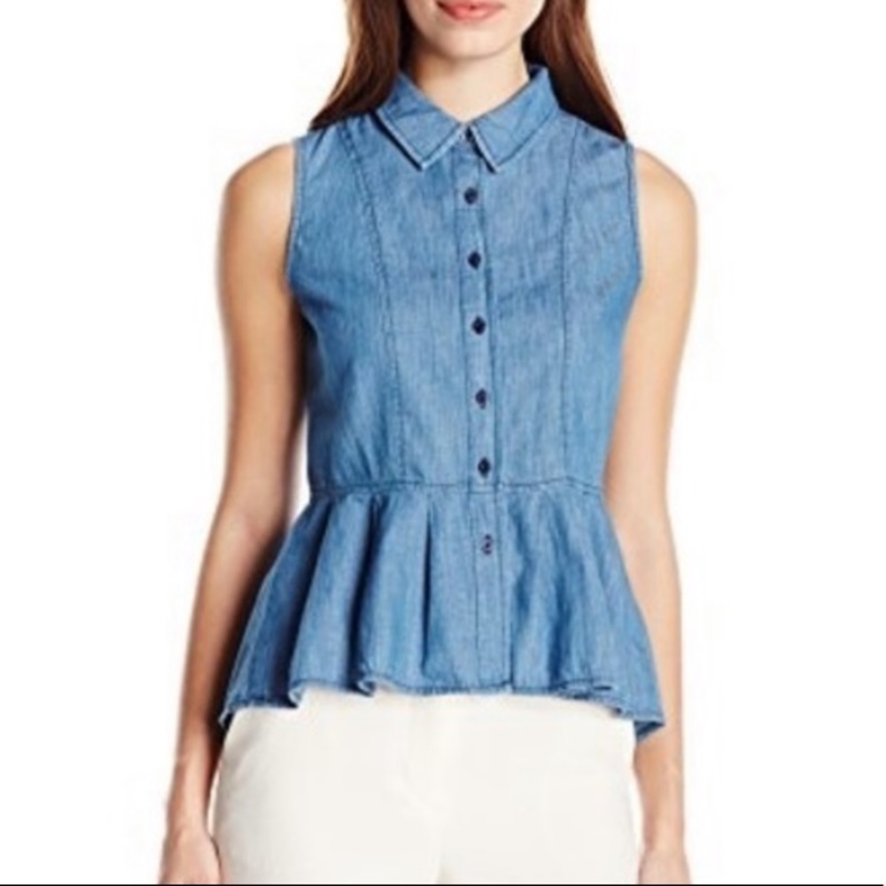 EUC Kensie Peplum Tank Top XS Button Down Collared